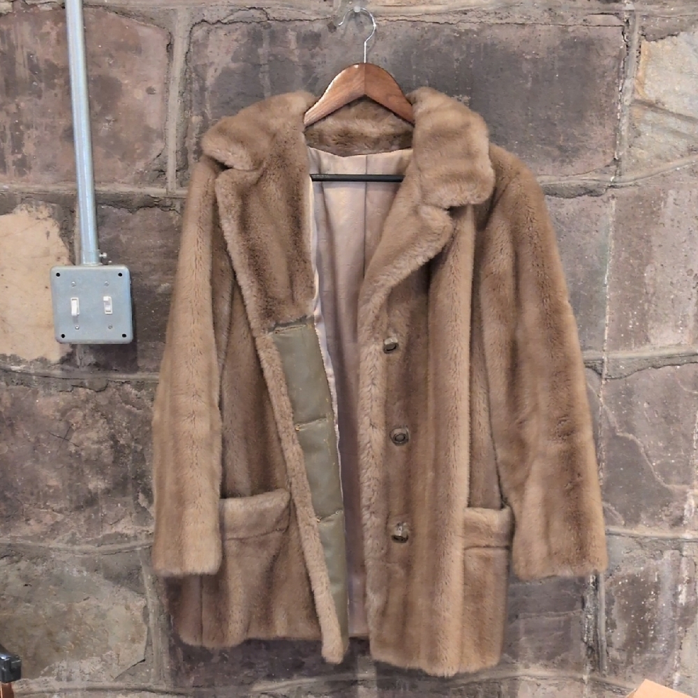 Faux Vintage Tan Fur Coat